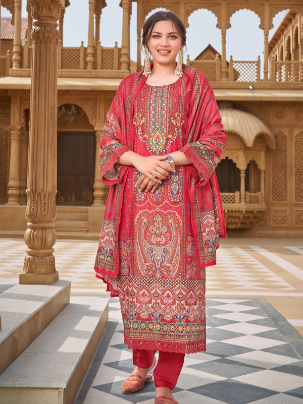 Stepnshop Simmer Suit Set with Digital Print & Mirror Work