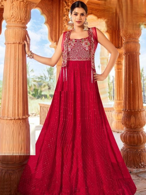 Stepnshop Designer Gown with Moti & Multi Embroidery Work