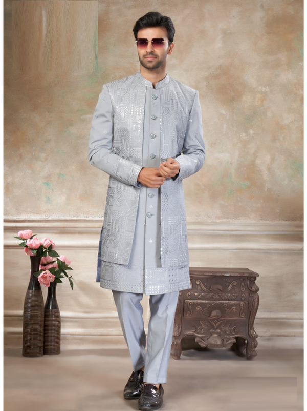 Stepnshop Men's Viscose Kurta Set with Embroidery Work