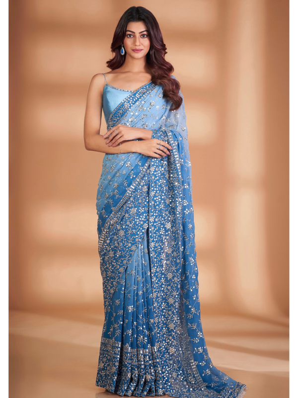 Designer Georgette Saree with Matching Blouse