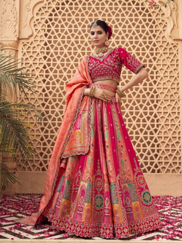 Stepnshop Banarasi Silk Lehenga with Sequins & Embroidery Work