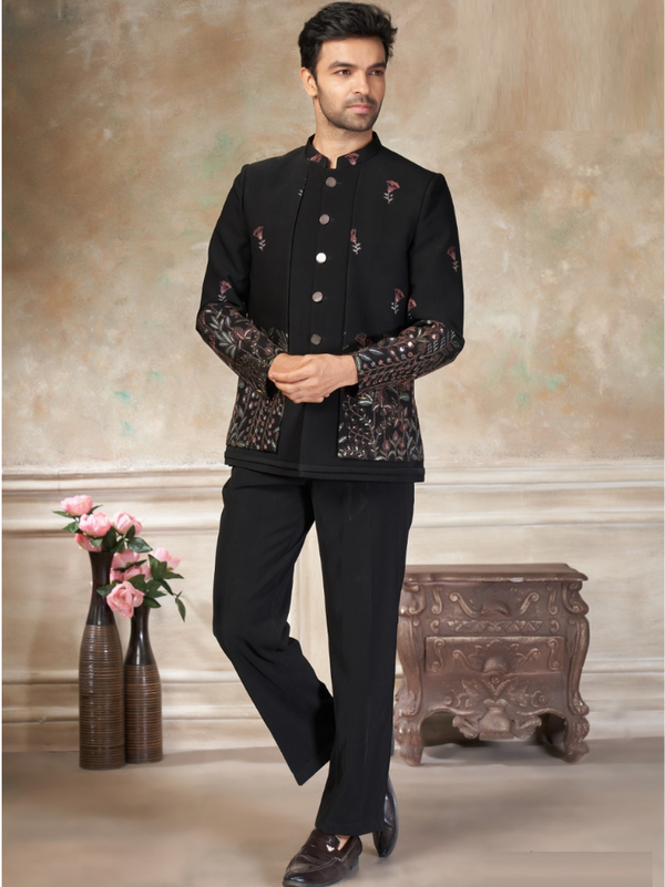 Stepnshop Rayon Embroidered Men’s Jacket Set