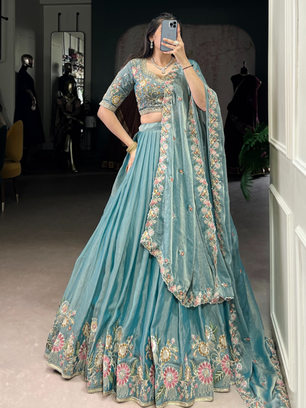 Stepnshop Shimmer Sequins Embroidered Lehenga Set