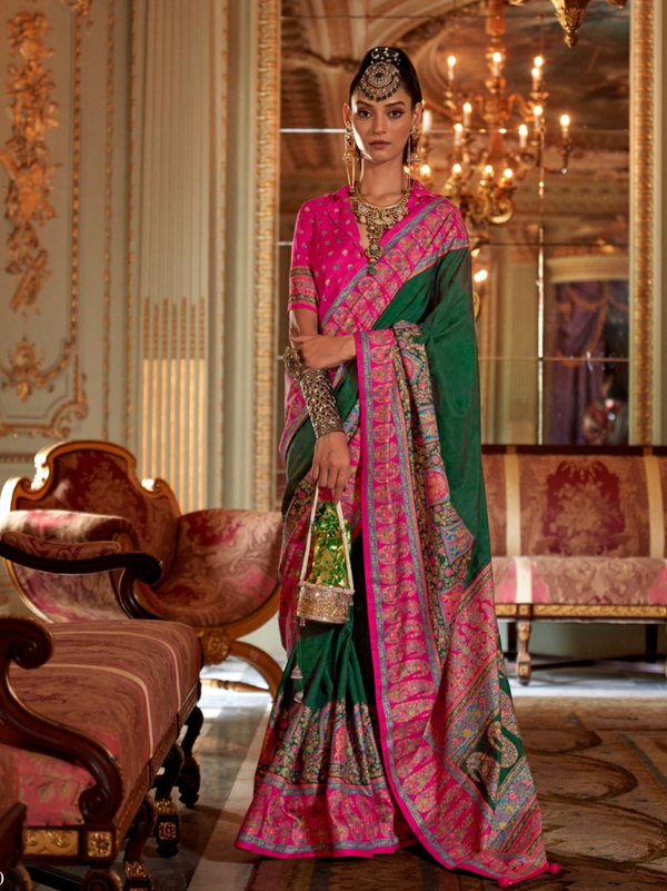 Stepnshop Silk Saree with Elegant Print Work