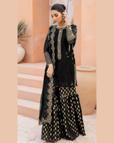 Pakistani Women Georgette Sharara Palazzo Suit Party Indian Eid’s Festival