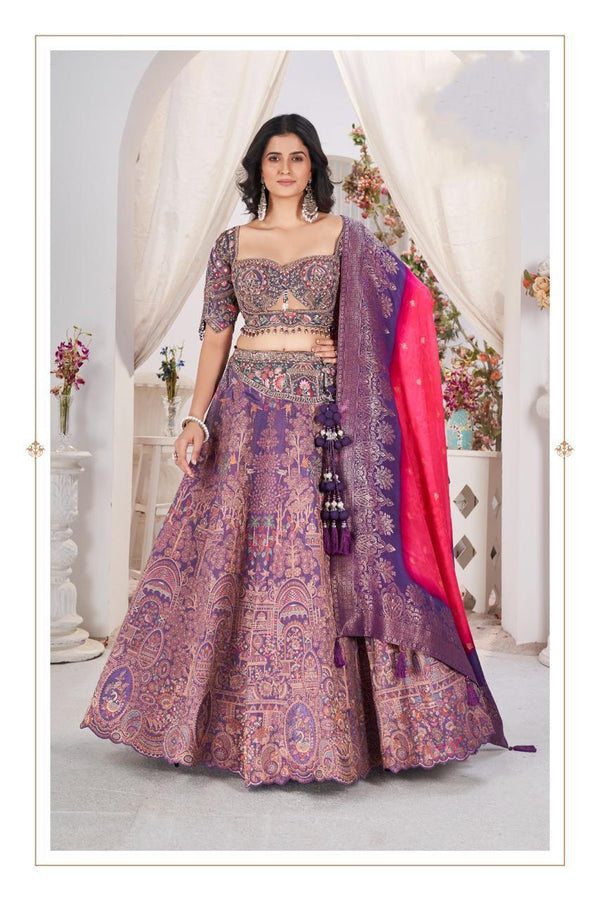 Jacquard Designer Semi Stitched Lehenga Choli