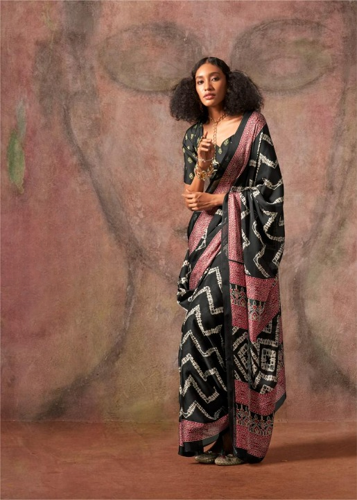 Stain Georgette Saree with Printed Design & Matching Blouse