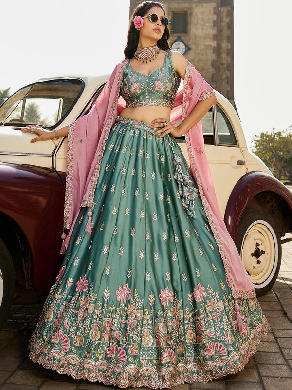 Georgette Lehenga Choli Set with Sequin & Embroidery Work