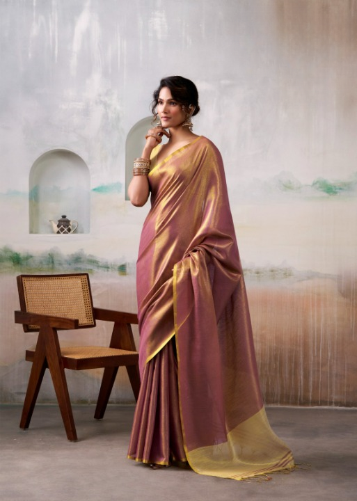 Pure Tissue Saree with Zari Weave & Metallic Sheen