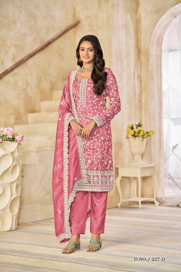 Embroidered Organza Suit Set with Dupatta