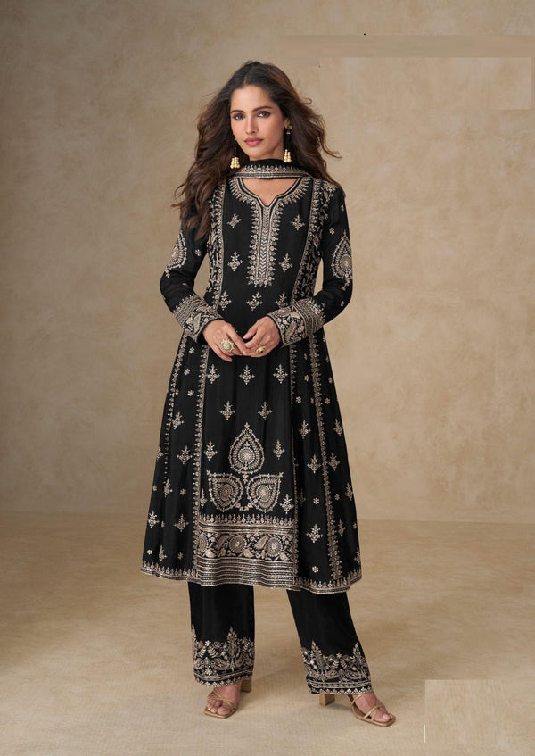 Designer Chinon Embroidered Kameez Set