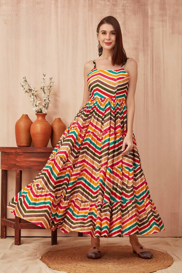 Stepnshop Silk Gown with Foil Print Work