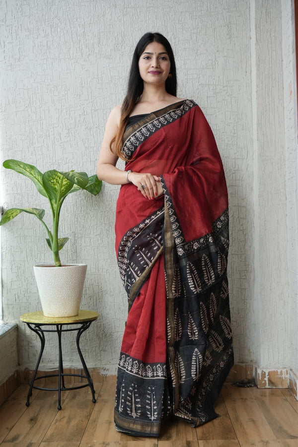 Stepnshop Designer Maheshwari Silk Saree with Traditional Prints