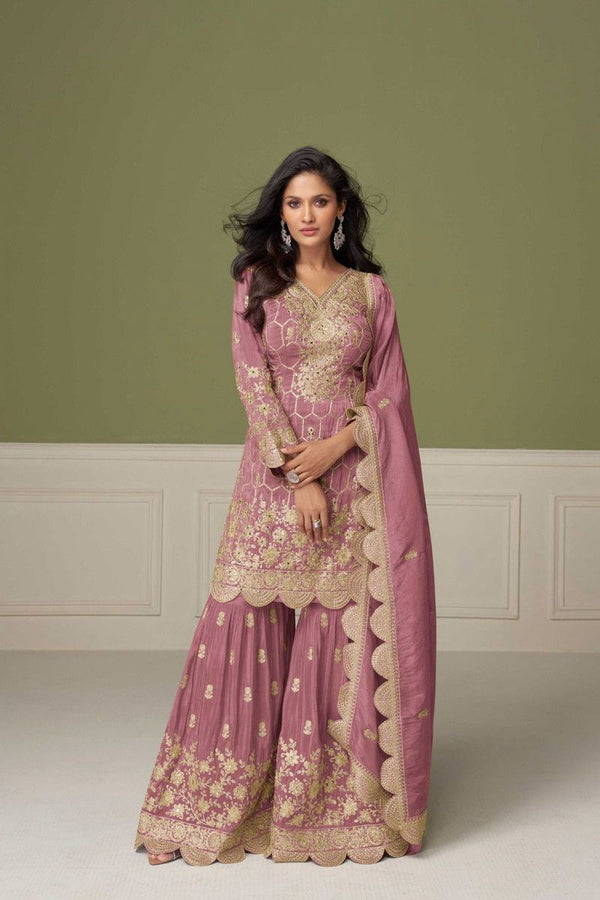 Stepnshop Sharara Suit in Simar Silk with Embroidery & Hand Work