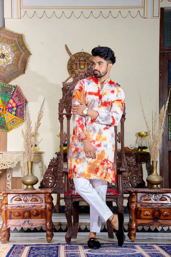 Stepnshop Men’s Wear – Stylish Cotton Printed Kurta with Fancy Pajama