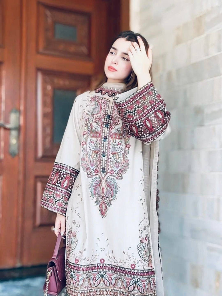 Stepnshop Roman Silk Cotton With Embroidered Pakistani Suit – Shri ...