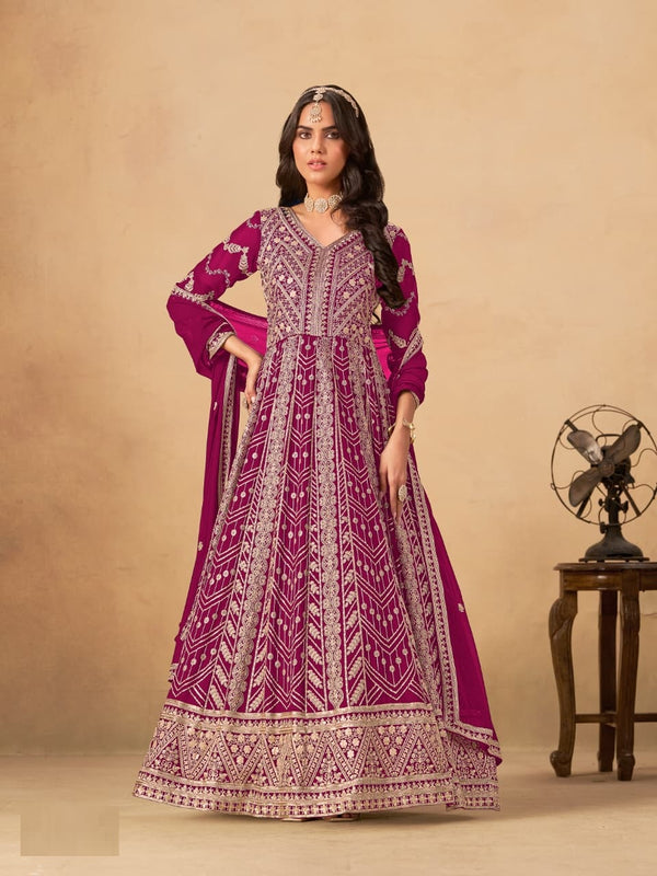 Stepnshop Georgette Anarkali Suit with Sequin Work