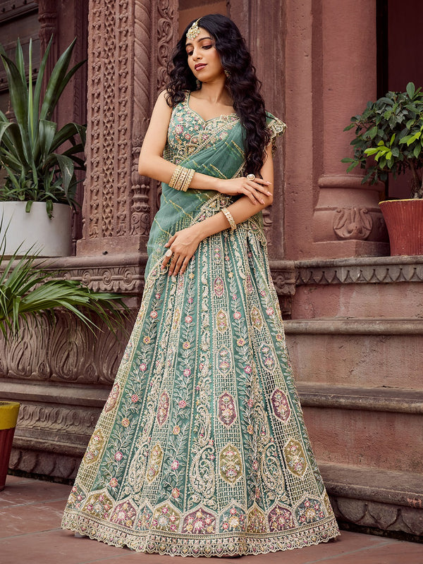 Stepnshop Net Sequins & Stone Embroidered Designer Lehenga Set