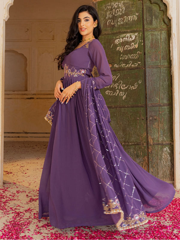 Stepnshop Georgette Suit with Sequins & Zari Work