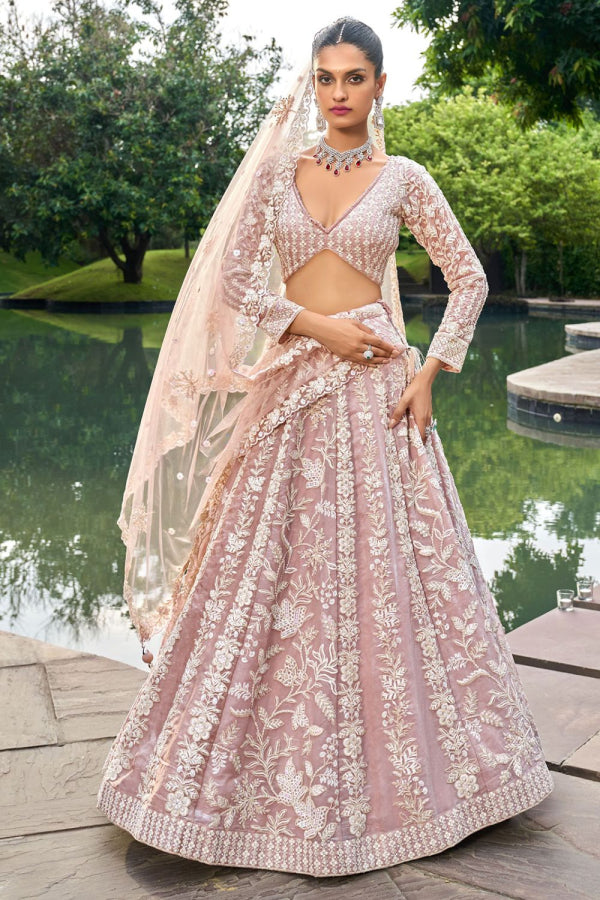 Organza Bridal Lehenga with Zarkan & Sequins Work