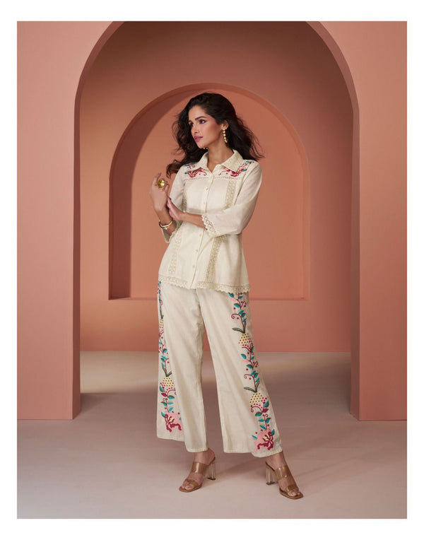 White Crepe Silk Co-Ord Set