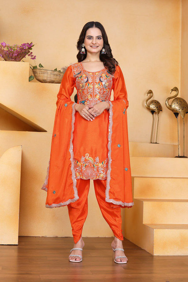 Stepnshop Chinon Silk Sharara Suit with Sequence Embroidery