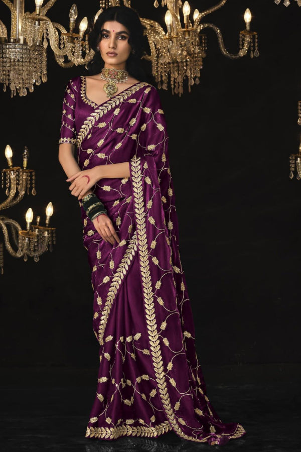 Trendy Wedding Silk Saree in Zari & Sequin